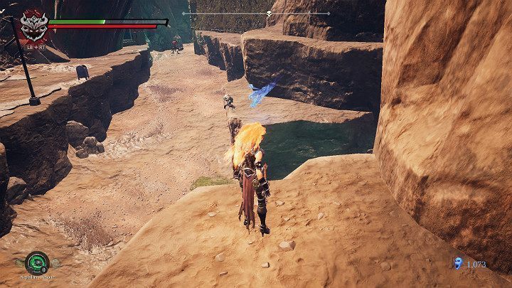 Wskocz na półkę skalną z prawej strony, aby mieć możliwość przeskoczenia do lewitujących dusz - Schronienie cz.2 | Solucja do gry Darksiders 3 - Darksiders 3 - poradnik do gry
