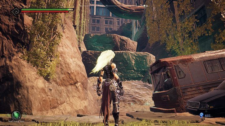 Gdy pójdziesz lewą odnogą, zwróć uwagę na stopnie skalne na które możesz wskoczyć, aby dostać się do kolejnego przedmiotu - Schronienie cz.2 | Solucja do gry Darksiders 3 - Darksiders 3 - poradnik do gry