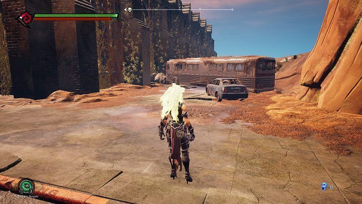 Za autobusem z prawej strony czeka na Ciebie kilku śpiących przeciwników - Schronienie cz.2 | Solucja do gry Darksiders 3 - Darksiders 3 - poradnik do gry