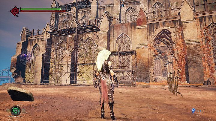 Odwróć się w stronę budynku katedry i wskocz na dach po rusztowaniu - Schronienie cz.2 | Solucja do gry Darksiders 3 - Darksiders 3 - poradnik do gry