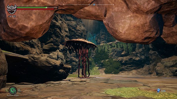 Gdy zaczniesz wychodzić z niskiego tunelu będzie na Ciebie dziwne stworzenie - Schronienie cz.2 | Solucja do gry Darksiders 3 - Darksiders 3 - poradnik do gry