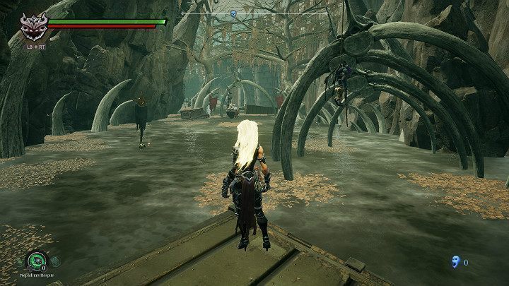 Zwróć uwagę na wiszące na linie kukły - Ziemia Kości | Solucja do gry Darksiders 3 - Darksiders 3 - poradnik do gry