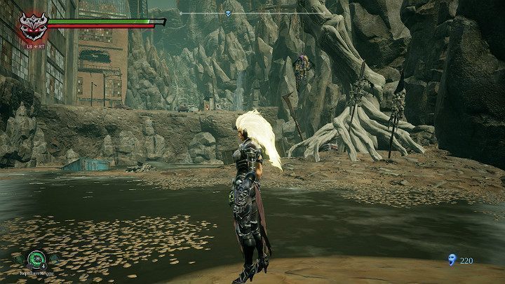 Z prawej strony wisi jeden przeciwnik do strącenia - Gnijąca sadzawka - Darksiders 3 - poradnik do gry