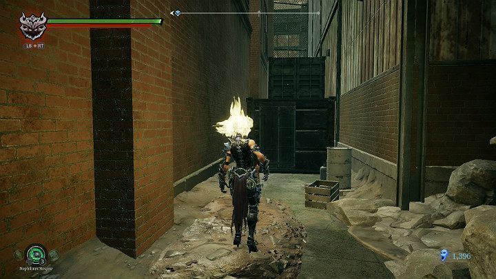 Wyjdź na chwile na zewnątrz, do lokacji z żukiem i wskocz na kontenery - Gnijąca sadzawka - Darksiders 3 - poradnik do gry