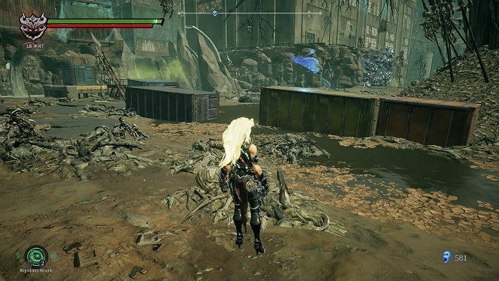 Nad kontenerami unoszą się dusze, które możesz w łatwy sposób zebrać - Drzewo wisielca - Darksiders 3 - poradnik do gry