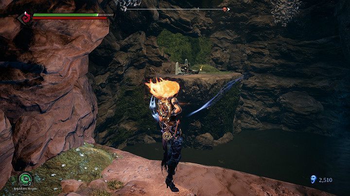 Zbierz jeden przedmiot z lewej strony i przeskocz do dalszej części jaskini - Wyjście z kanałów | Solucja do gry Darksiders 3 - Darksiders 3 - poradnik do gry