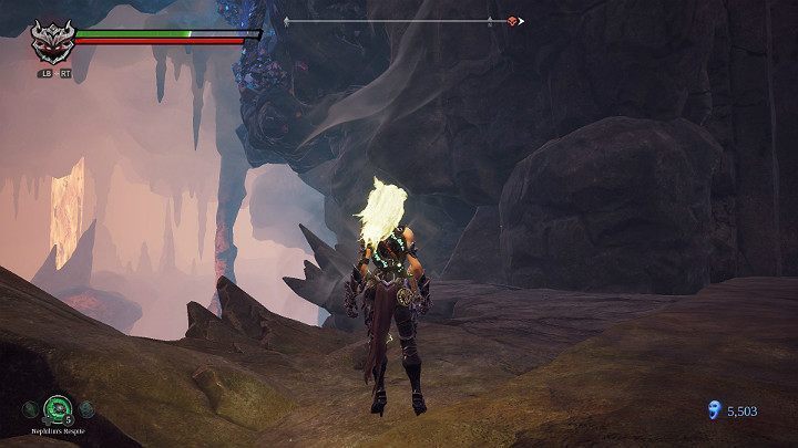 Odwróć się w lewą stronę i przy użyciu esencji burzy rzuć się w wir i daj się unieść - Droga do lokacji Blizna | Solucja do gry Darksiders 3 - Darksiders 3 - poradnik do gry