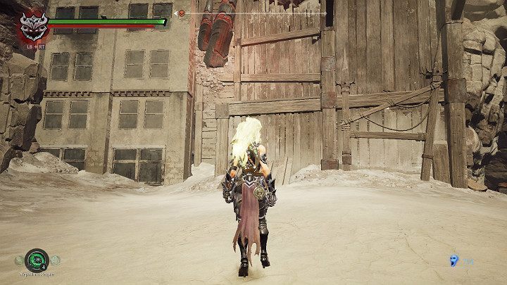 Odwróć się w stronę drewnianego balkonu i wskocz na samą górę - Blizna | Solucja do gry Darksiders 3 - Darksiders 3 - poradnik do gry