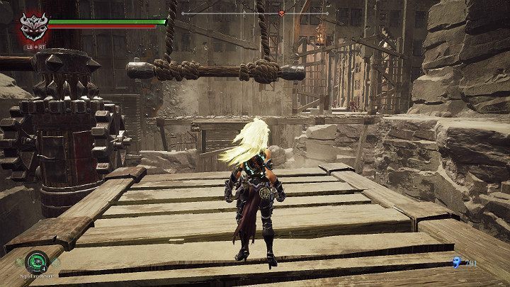 Koło zacznie się obracać, aż w końcu trapez zatrzyma się w odpowiedniej pozycji, a Ty będziesz mógł przeskoczyć na drugą stroną - Blizna | Solucja do gry Darksiders 3 - Darksiders 3 - poradnik do gry