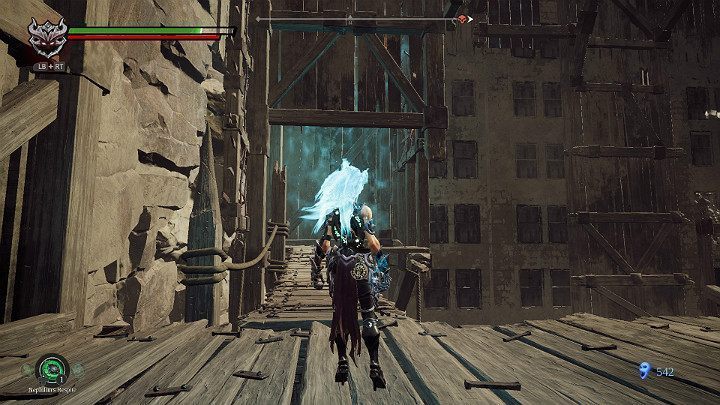 Odwróć się w stronę drewnianego tunelu i wskocz na samą górę - Blizna | Solucja do gry Darksiders 3 - Darksiders 3 - poradnik do gry