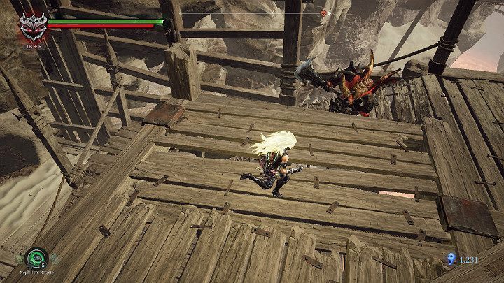 Na małej drewnianej platformie przyjdzie Ci walczyć z 3 przeciwnikami - Blizna | Solucja do gry Darksiders 3 - Darksiders 3 - poradnik do gry