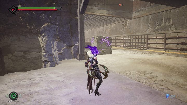 Gdy głaz zawiesi się we wnęce w suficie będziesz musiał się nieco cofnąć - Niziny - Blizna | Solucja do gry Darksiders 3 - Darksiders 3 - poradnik do gry