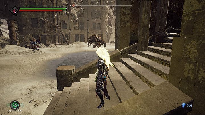 Gdy wyjdziesz z budynku będziesz musiał walczyć z dwoma berserkami i kilkoma pomniejszymi przeciwnikami - Niziny - Blizna | Solucja do gry Darksiders 3 - Darksiders 3 - poradnik do gry