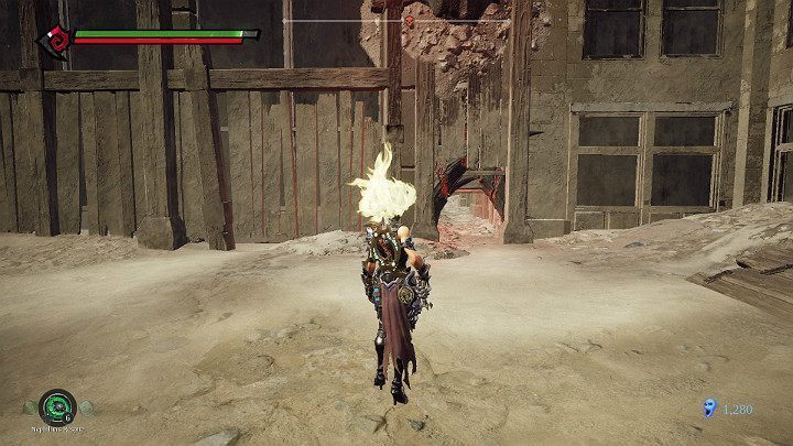 Wejdź w wąski korytarz w ścianie i czołgaj się przed siebie - Niziny - Blizna | Solucja do gry Darksiders 3 - Darksiders 3 - poradnik do gry