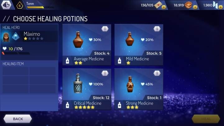 W grze istnieją 4 rodzaje mikstur - Jak zregenerować życie bohatera - leczenie w AC Rebellion - Assassins Creed Rebellion - poradnik do gry