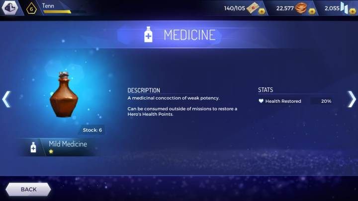 Mild Medicine: odnawia 20% punktów zdrowia - Jak zregenerować życie bohatera - leczenie w AC Rebellion - Assassins Creed Rebellion - poradnik do gry
