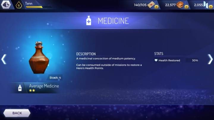 Average Medicine: odnawia 30% punktów zdrowia - Jak zregenerować życie bohatera - leczenie w AC Rebellion - Assassins Creed Rebellion - poradnik do gry