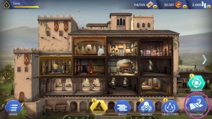 Aby rozpocząć misję w grze Assassins Creed Rebellion musisz uruchomić mapę regionów, zrobisz to klikając na ikonę zaznaczoną na screenie powyżej - Jak rozpocząć misję w Assassins Creed Rebellion? - Assassins Creed Rebellion - poradnik do gry