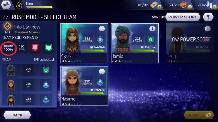 Tam dokładnie przyjrzyj się wymaganiom - Tryb Rush w Assassins Creed Rebellion - Assassins Creed Rebellion - poradnik do gry