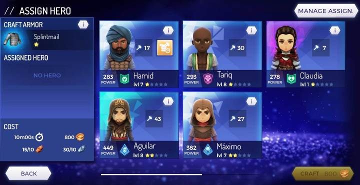 Potem pozostaje ci wybrać interesującą cię zbroje oraz postać, które ją stworzy, a po kilku minutach twoja nowe uzbrojenie będzie już dostępne - Zbroje w Assassins Creed Rebellion - Assassins Creed Rebellion - poradnik do gry