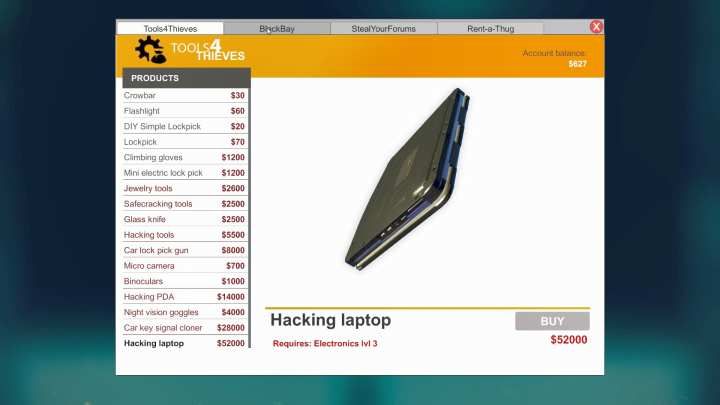 W grze dostępnych jest kilkanaście przedmiotów, które wykorzystać można podczas włamań. - Które przedmioty warto ze sobą nosić w Thief Simulator - Thief Simulator - poradnik do gry