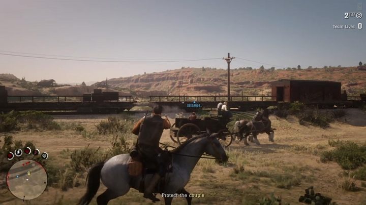 Gdy zgodzisz się pomóc zakochanym, ci wejdą do wozu i postanowią wspólnie uciec - Miłość i honor - Solucja Red Dead Online - Red Dead Online - poradnik do gry