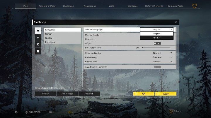 Na samej górze ustawień znajdziesz Current Language - Jak zmienić język w grze w Ring of Elysium? - Ring of Elysium - poradnik do gry