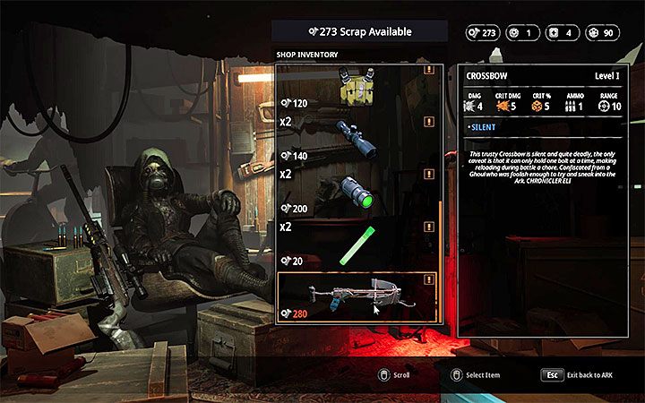 Druga kusza pojawia się w ofercie Iridii, która prowadzi sklep na Arce - Jak zdobywać ciche bronie w Mutant Year Zero? - Mutant Year Zero - poradnik do gry