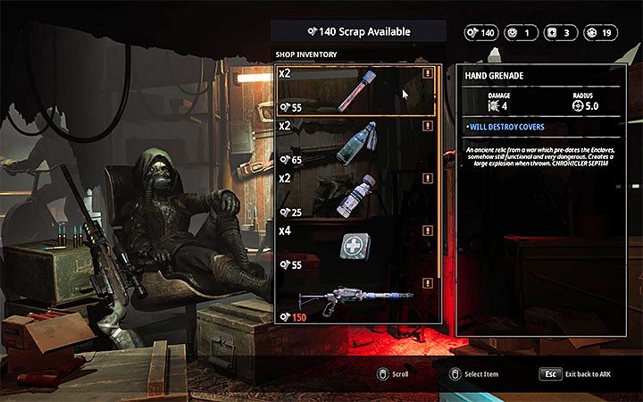 Iridias Shop - Możesz tu kupować przedmioty jednorazowego użytku, ulepszenia broni oraz nowe bronie i pancerze - The Ark - Atlas świata Mutant Year Zero - Mutant Year Zero - poradnik do gry