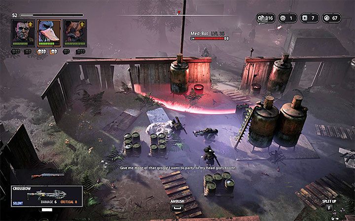 The Grogg Den to lokacja złożona z kilku budynków, przy czym idealnym miejscem do rozpoczęcia walk jest stodoła zlokalizowana na lewo od miejsca startu - pokazuje ją powyższy obrazek - The Grogg Den - Atlas świata Mutant Year Zero - Mutant Year Zero - poradnik do gry