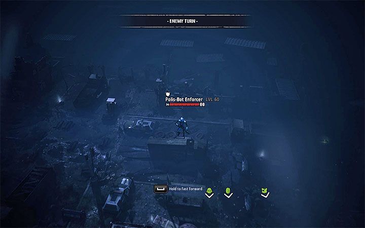 Boty enforcer są silniejszą odmianą robotów i oprócz korzystania z broni laserowej potrafią też wykonywać dalekie skoki - Walka z trudnymi przeciwnikami w Mutant Year Zero - Mutant Year Zero - poradnik do gry