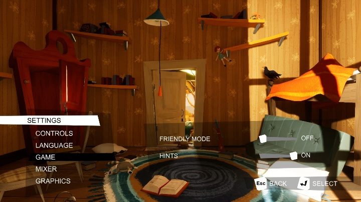 W opcjach gry możesz włączyć przyjazny tryb - Co robi brat i jak przed nim uciekać w Hello Neighbor Hide and Seek? - Hello Neighbor Hide and Seek - poradnik do gry