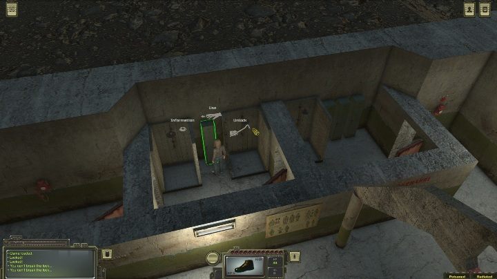 Aby spróbować otworzyć zamek musisz kliknąć lewy przycisk myszki na obiekcie i przytrzymać do momentu, aż pojawią się dodatkowe opcje - Jak otwierać zamki w ATOM RPG? - ATOM RPG - poradnik do gry