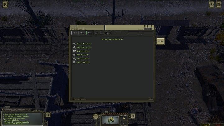 Aby zmienić czas gry wejdź w opcję REST i ustal, jak długo chcesz poczekać - Jak zmienić porę dnia w ATOM RPG? - ATOM RPG - poradnik do gry