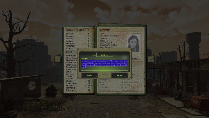 Gdy wybierzesz już swojego bohatera nadaj mu imię i stwórz jego biografię - Tworzenie postaci w ATOM RPG - ATOM RPG - poradnik do gry