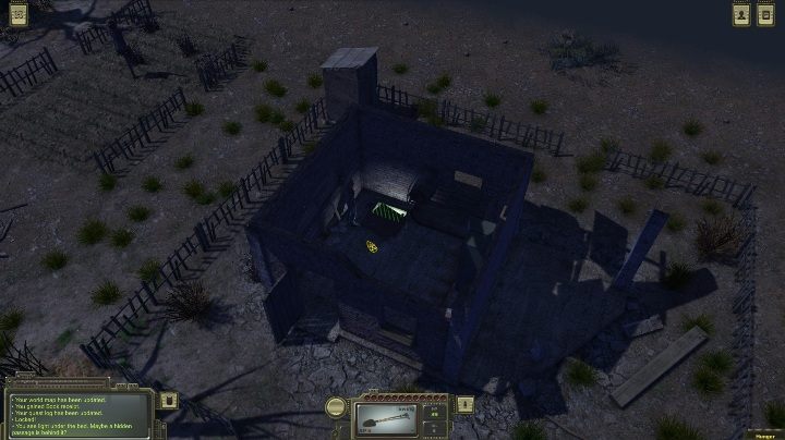 Otwórz klapę i zejdź do schronu schowanego pod chatką - Jak zdobyć golden walnut w ATOM RPG? - ATOM RPG - poradnik do gry