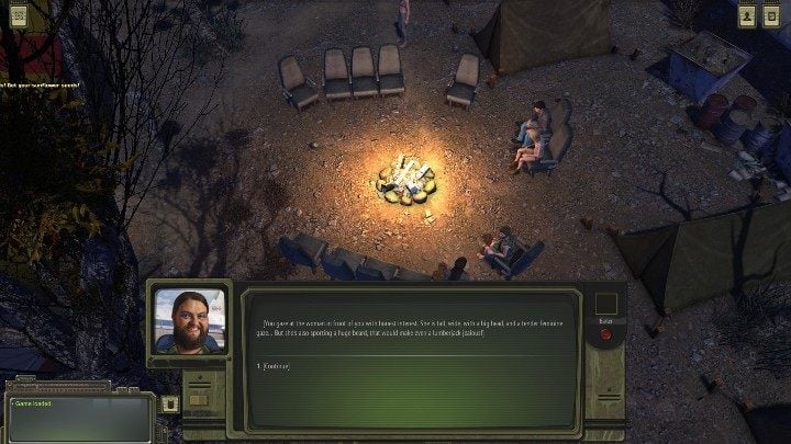 Koło ogniska siedzi mężczyzna, który w cyrku nosi imię Barbara - Cyrk - Solucja ATOM RPG - ATOM RPG - poradnik do gry