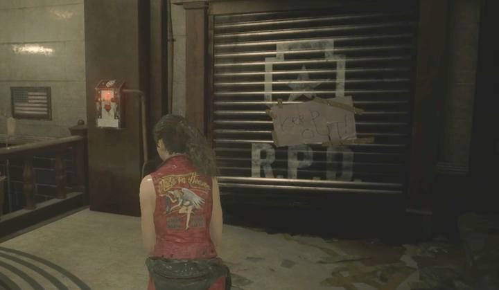 Aktywuj przełącznik, by przejść pod bramą - Zdobądź dziennik policjanta | Posterunek policji w Resident Evil 2 - Resident Evil 2 - poradnik do gry