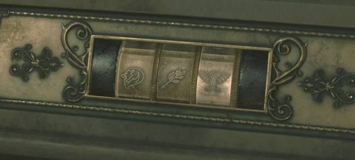 Pierwszy medalion zbierzesz z posągu lwa w Głównym holu, na górnym piętrze, za białą figurą - Zbierz 3 medaliony | Posterunek policji w Resident Evil 2 - Resident Evil 2 - poradnik do gry