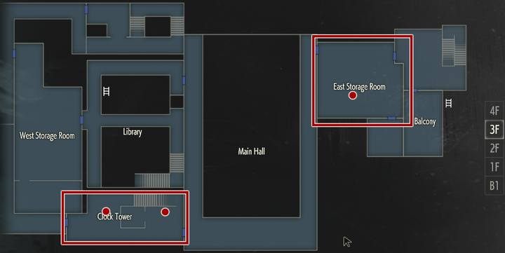 Z trybem ze wschodniego magazynu przejdź do wieży zegarowej po zachodniej stronie (3F) - Ucieczka z posterunku (Leon) | Posterunek Raccoon City - Resident Evil 2 - poradnik do gry
