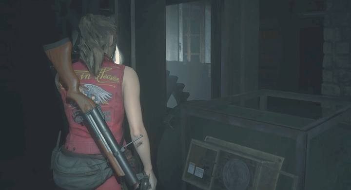 Mały tryb zamontuj na niższym piętrze w tym samym mechanizmie - Ucieczka z posterunku (Leon) | Posterunek Raccoon City - Resident Evil 2 - poradnik do gry