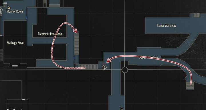 Aby powrócić do kryjówki, zejdź po schodach do ścieków i przejdź do końca tunelu, obok krat - Znajdź figurę: wieża | Kanały w Resident Evil 2 - Resident Evil 2 - poradnik do gry