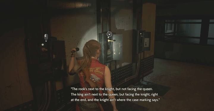 Kolejna zagadka, która uniemożliwia kontynuowanie fabuły w Kanałach w Resident Evil 2, to odgadnięcie ukrytego w tekście na tablicy układu przełączników elektrycznych (z główkami w kształcie figur szachowych) wetkniętych do gniazd, w odpowiednim układzie - Jak rozwiązać zagadkę z figurami szachowymi w kanałach w Resident Evil 2? - Resident Evil 2 - poradnik do gry