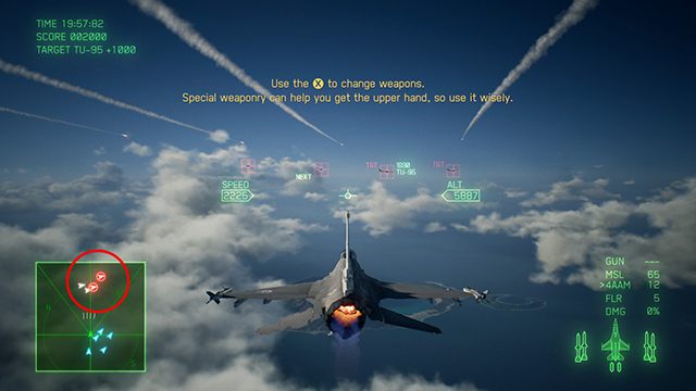 Cele oznaczone czerwonym kółkiem są ważniejsze od tych białych. - Porady na start do Ace Combat 7 Skies Unknown - Ace Combat 7 Skies Unknown - poradnik do gry