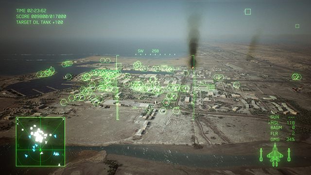 Niebo błękitne nade mną, a wszystkie zbiorniki ropy do zniszczenia przede mną. To się nazywa zagęszczenie celów w polu rażenia. - Atakowanie celów naziemnych w Ace Combat 7 - Ace Combat 7 Skies Unknown - poradnik do gry
