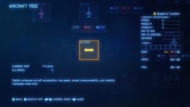 Queens Custom dostaniemy w prezencie. Dzięki niej poprawimy trochę osiągi naszego samolotu aż w trzech kategoriach. - Najlepsze części i uzbrojenie specjalne w Ace Combat 7 - Ace Combat 7 Skies Unknown - poradnik do gry