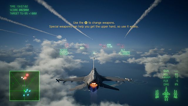 Broń specjalna atakująca wiele celów równocześnie lub dalekiego zasięgu znacznie ułatwia walkę w powietrzu. - Walka w powietrzu w Ace Combat 7 - Ace Combat 7 Skies Unknown - poradnik do gry