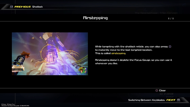 Naciskając R1, włączysz celownik - w niektórych miejscach, możesz skłonić Sorę do skoku, by dostał się miejsca, które na pozór wydaje się niedostępne - Free Running, Flowmotion i Airstepping w Kingdom Hearts 3 - Kingdom Hearts 3 - poradnik do gry