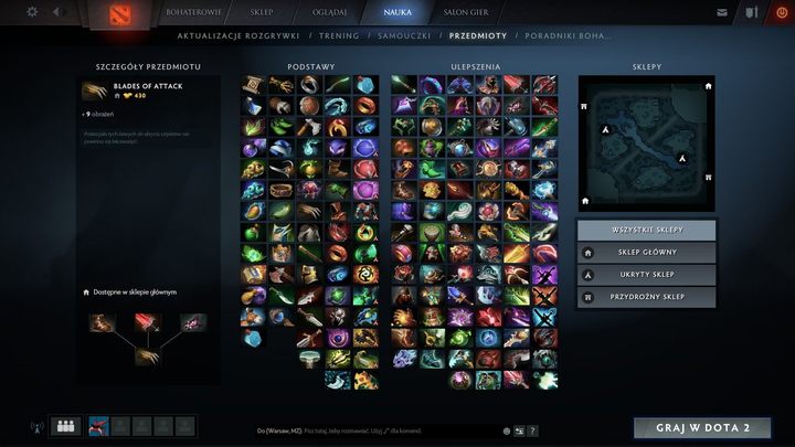 Przedmioty wypadające w grze: Ring of Regen, Robe of Magi, Hyperstone, Crown, Blade of Attack, Vitality Booster, Cloak, Chainmail, Ring of Health, Voidstone, Quarterstaff, Staff of Wizardry, Strout Shield, Broad Sword, Platemail, Javeline, Ultimate Orb, Demon Edge, Sacred Relic - Porady ogólne Dota Auto Chess - Dota Auto Chess - poradnik do gry