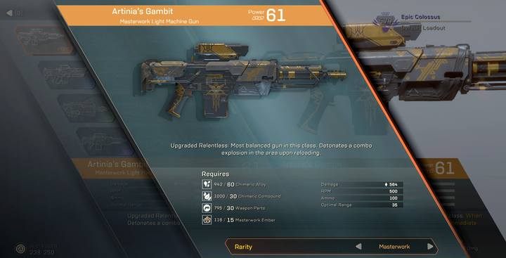 Dopiero teraz możesz cieszyć się schematem, na posiadaną już broń - Czy można wytwarzać mistrzowskie wyposażenie? - Crafting w Anthem - Anthem - poradnik do gry